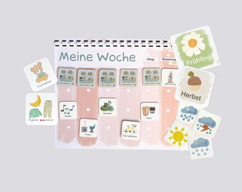 MEGA Wochenplaner, Ausgestanzte Kärtchen, Routineplan für Kinder und Jugendliche, personalisiert, Montessori, Deutsch