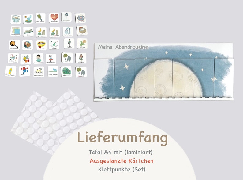 MEGA Tagesplan Kind Mond, Sonne Routineplan für Kinder, Montessori, Vorschule Kita Deutsch image 3