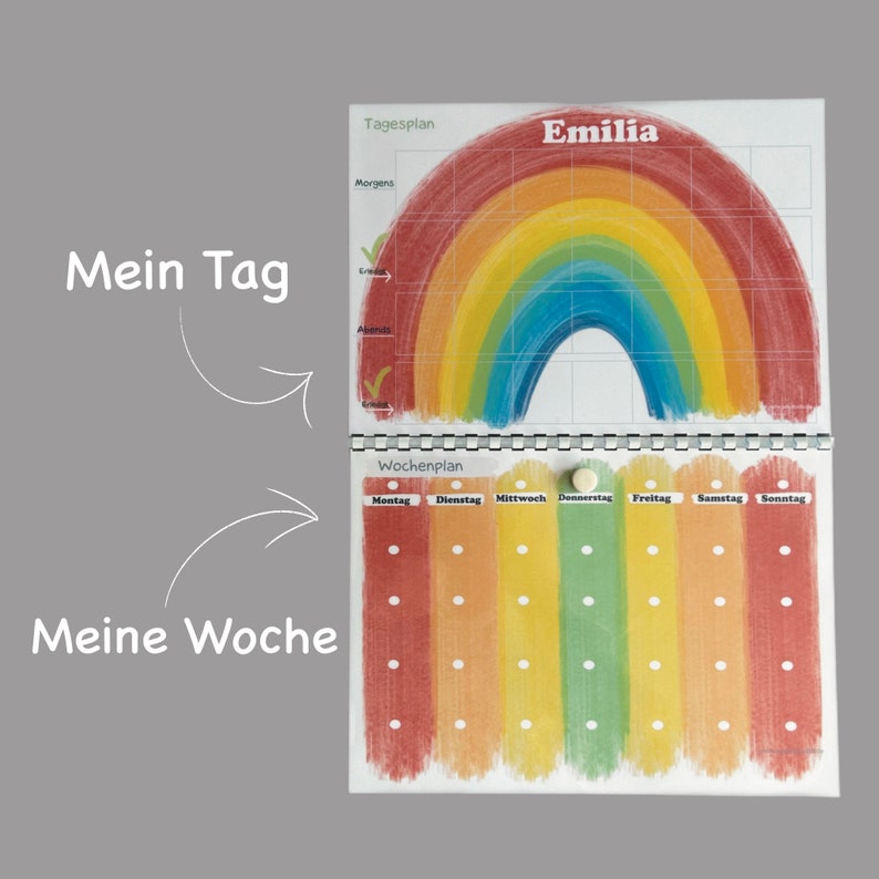 MEGA Wochenplaner und Tagesplaner Set für Kinder, Ausgestanzte Kärtchen, Routineplaner, Montessori, Deutsch Bild 9