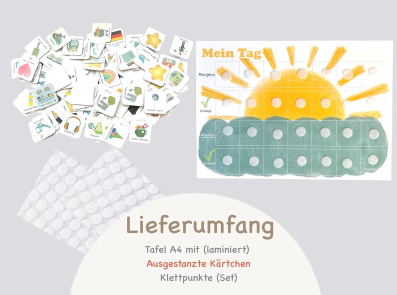 MEGA Tagesplan für Kinder Sonne, Morgenroutine, Abendroutine für Kind, Montessori, Vorschule, Kita Deutsch Bild 7