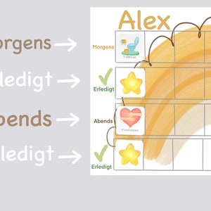 MEGA Tagesplaner für Kinder Orange, Routineplaner mit Kärtchen, Montessori, Morgens Abends, Deutsch image 3