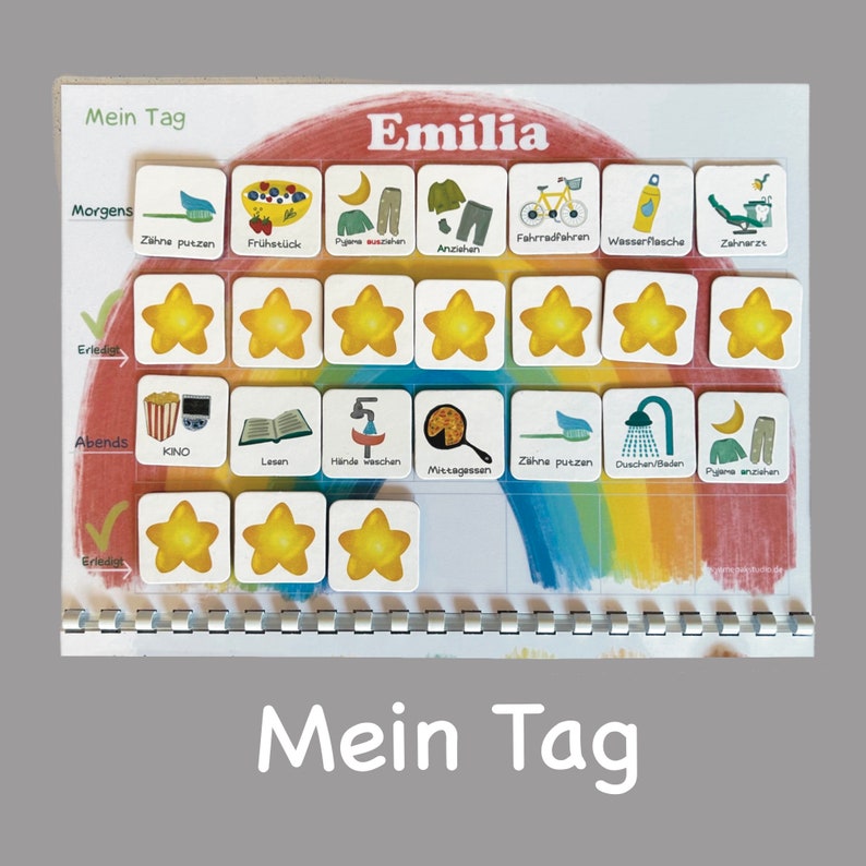 Wochenplan Kind, Routineplan, Tagesplan, Regenbogen, Montessori, Deutsch Bild 5