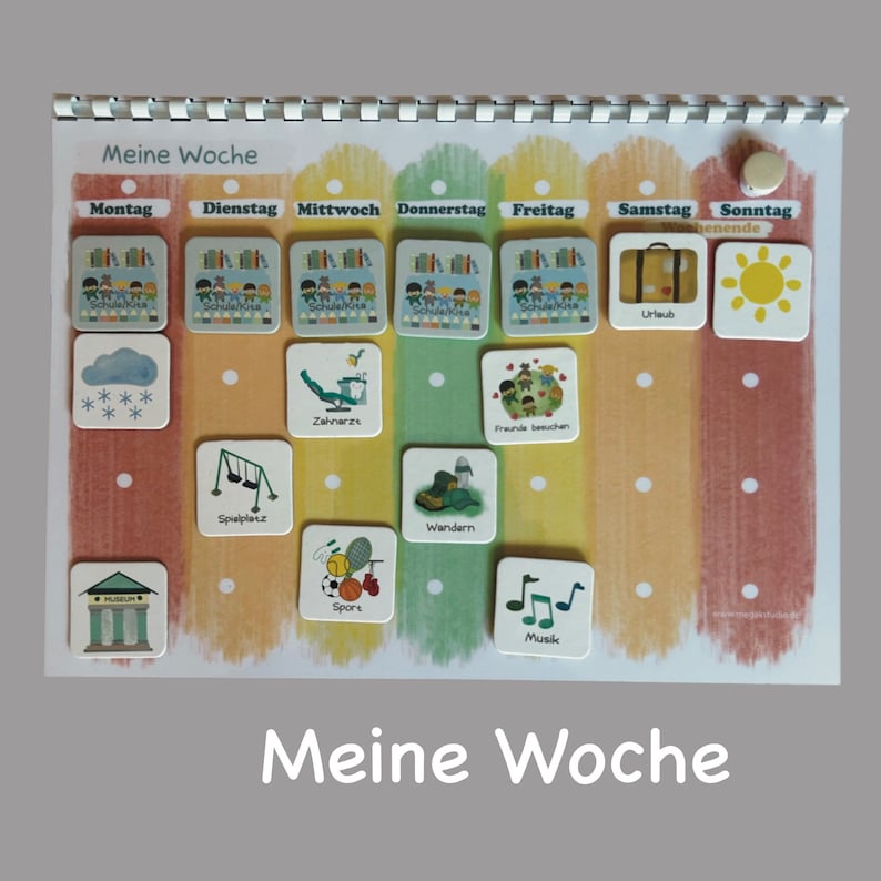 Wochenplan Kind, Routineplan, Tagesplan, Regenbogen, Montessori, Deutsch image 6