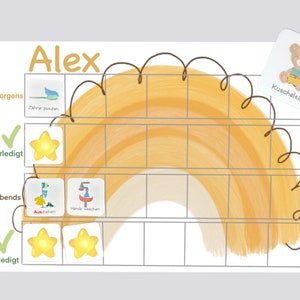 MEGA Tagesplaner für Kinder Orange, Routineplaner mit Kärtchen, Montessori, Morgens Abends, Deutsch image 2