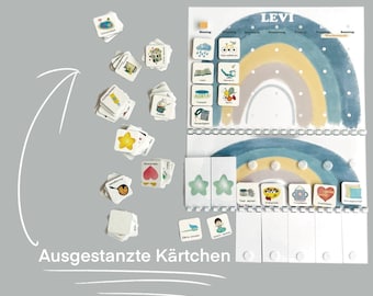 Wochenplan für Kinder / Tagesplaner Kind Blau Regenbogen, Routineplaner für Kind, Montessori, Deutsch