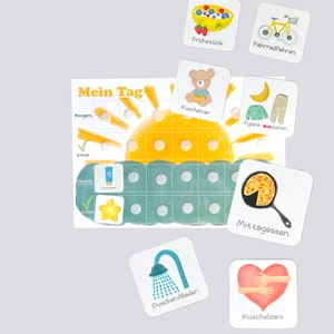 MEGA Tagesplan für Kinder Sonne, Morgenroutine, Abendroutine für Kind, Montessori, Vorschule, Kita Deutsch Bild 6