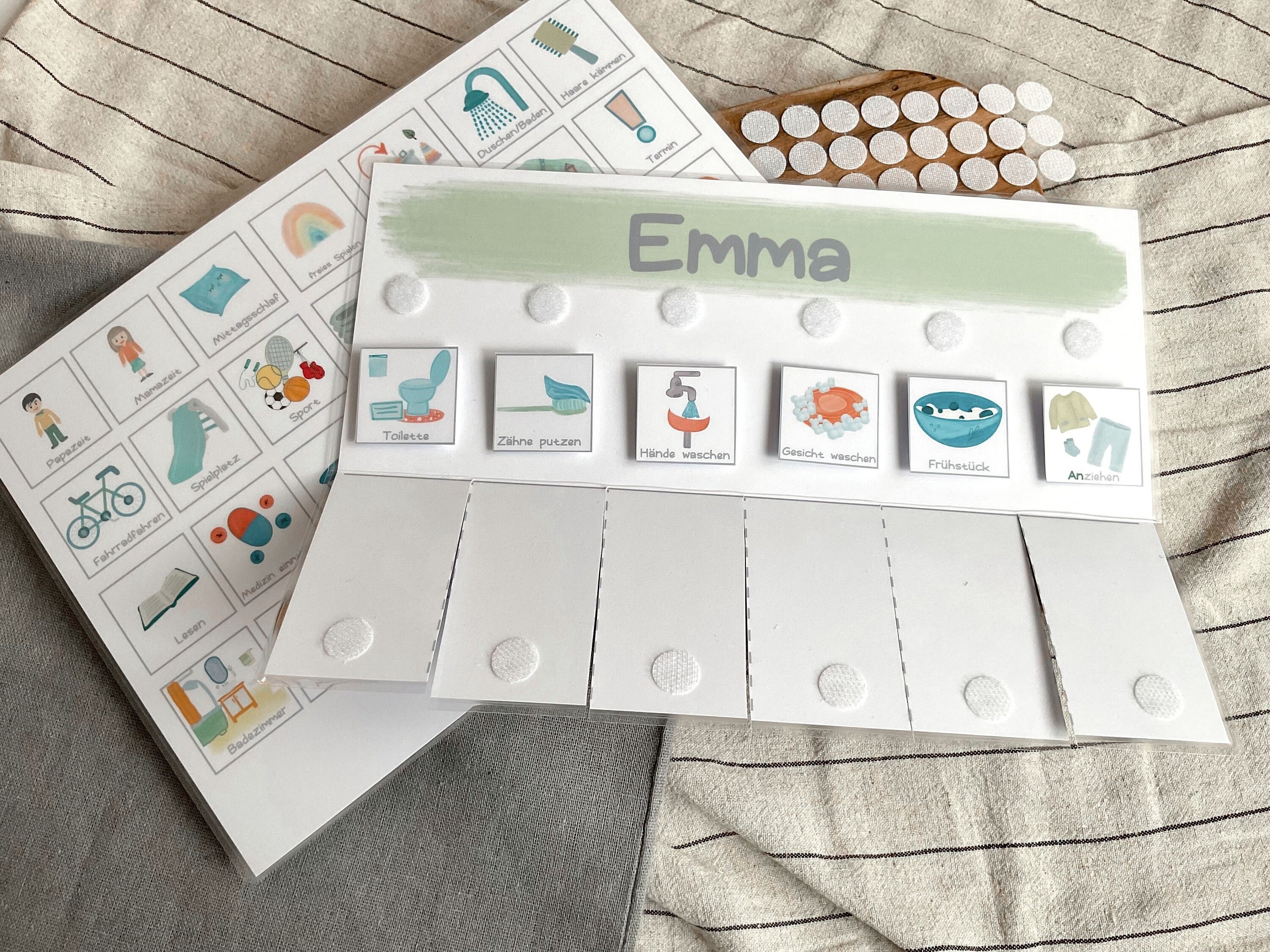 Routineplan Kind, Abendroutine, Morgenroutine für Kinder mit Kärtchen, personalisiert, Montessori, Deutsch