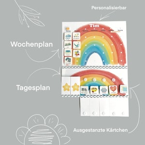 MEGA Wochenplaner und Tagesplaner Set für Kinder, Ausgestanzte Kärtchen, Routineplaner, Montessori, Deutsch Set 1