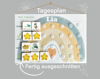 Tagesplan für Kinder Boho, Ausgestanzte Kärtchen, Routineplaner mit Kärtchen, Montessori, Tägliche Routine, Deutsch