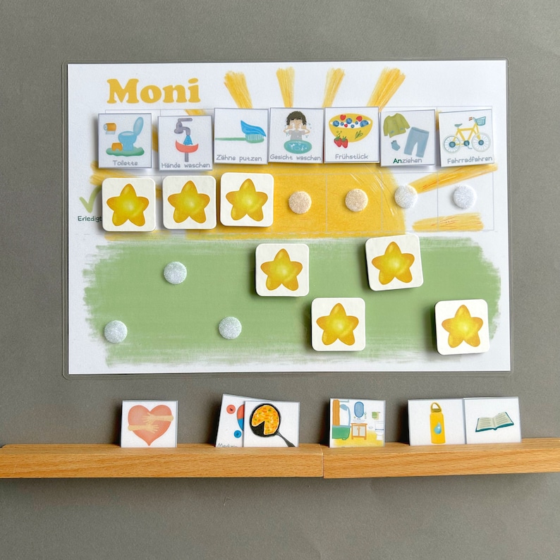 MEGA Tagesplaner Kind Bunt, Routineplan für Kinder, Montessori, Vorschule Kita Deutsch Bild 6