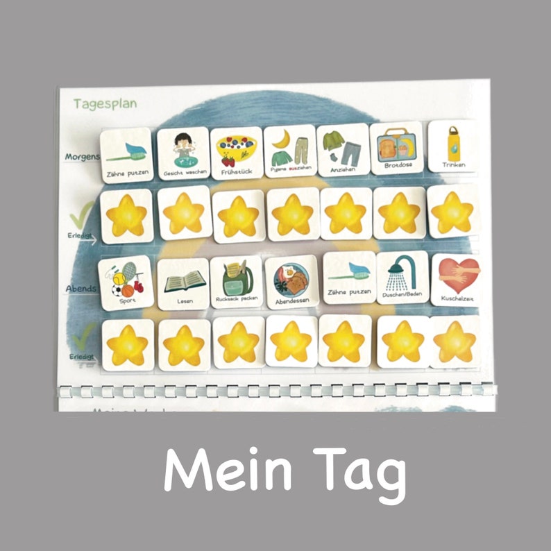 MEGA Wochenplan Kind Blau, Routineplaner, Montessori, Deutsch image 5