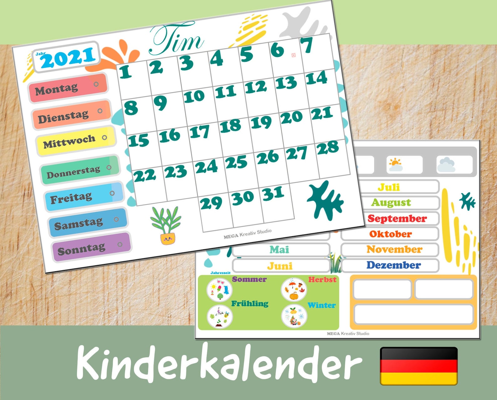 Der ewige Kalender Wandkalender Illustrierter Wandkalender.  Etsy