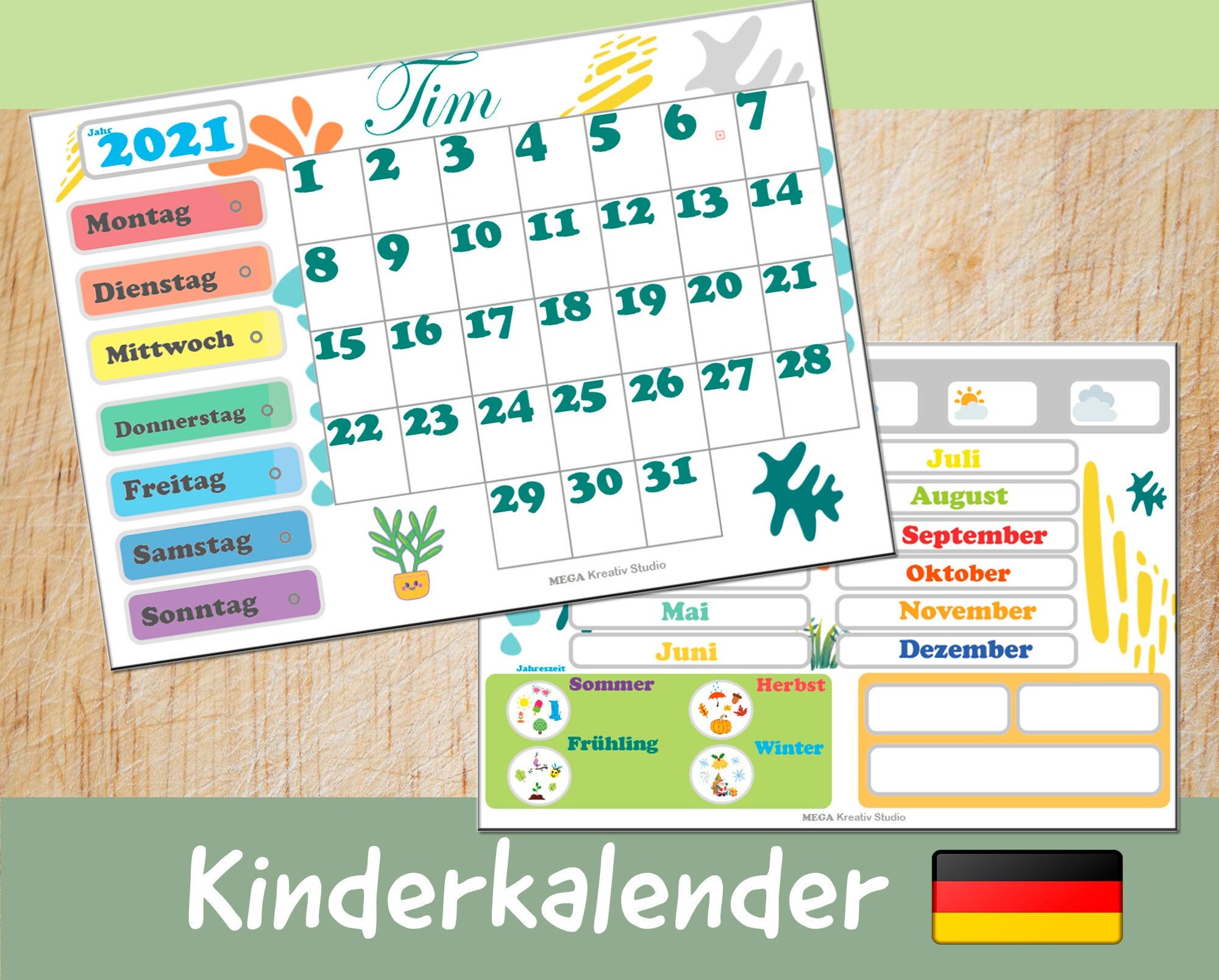 Der ewige Kalender Wandkalender Illustrierter Wandkalender. Etsy