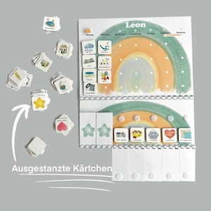 MEGA Tagesplaner für Kinder / Wochenplan Kinder Regenbogen, Routineplaner für Kind, Montessori, Deutsch