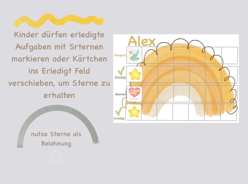 MEGA Tagesplaner für Kinder Orange, Routineplaner mit Kärtchen, Montessori, Morgens Abends, Deutsch image 4