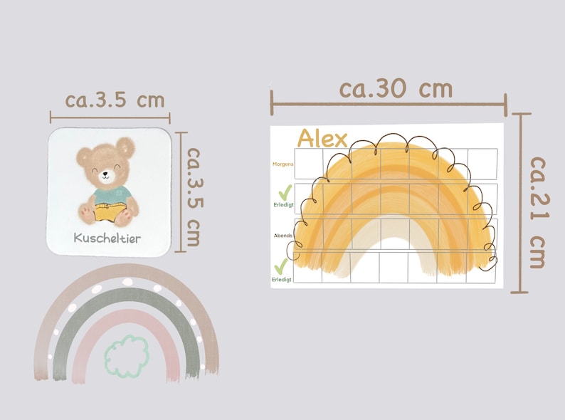 MEGA Tagesplaner für Kinder Orange, Routineplaner mit Kärtchen, Montessori, Morgens Abends, Deutsch image 5