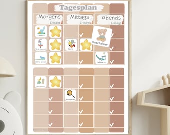 Tagesplan für Kinder Boho, , Routineplaner für Kind, Montessori, Deutsch