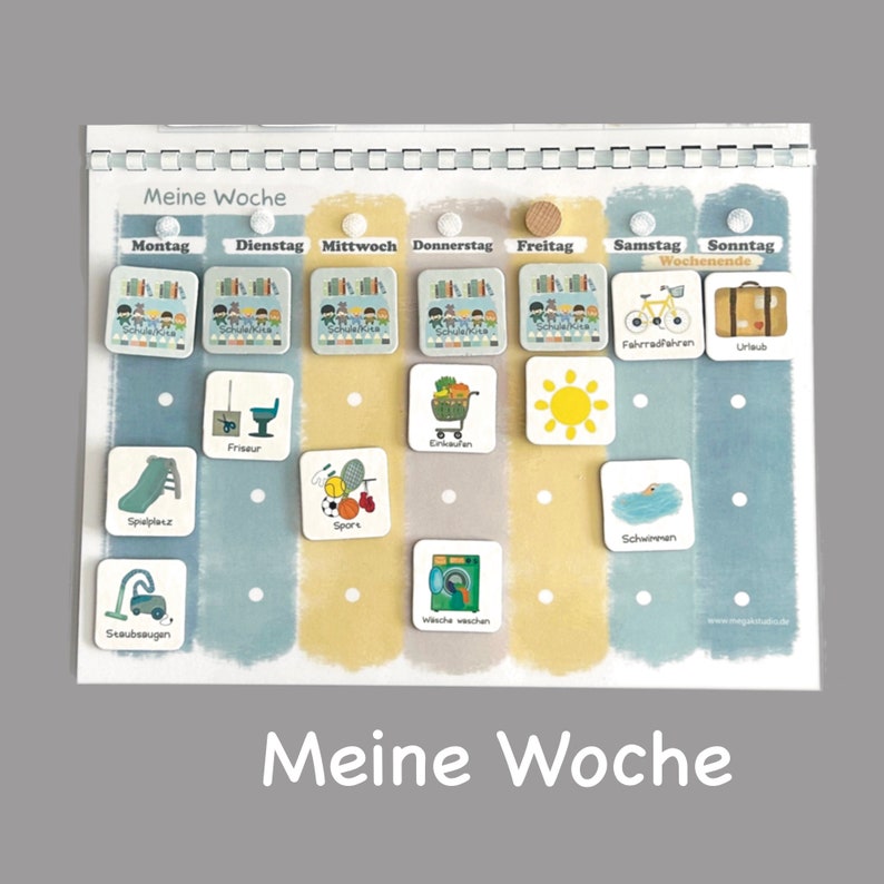 MEGA Wochenplan Kind Blau, Routineplaner, Montessori, Deutsch image 6