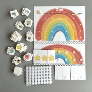 MEGA Wochenplaner und Tagesplaner Set für Kinder, Ausgestanzte Kärtchen, Routineplaner, Montessori, Deutsch Bild 5