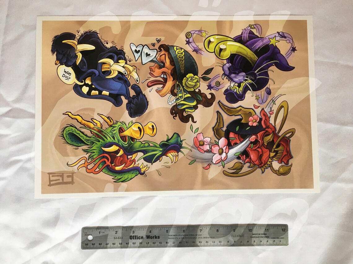 Ed Roth Style Tattoo Designs Art Print 17X11 Etsy