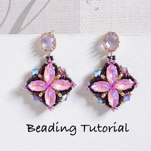 Flower Earrings Beading tutorial, Beaded Earrings tutorial, Flower Earrings Instructions