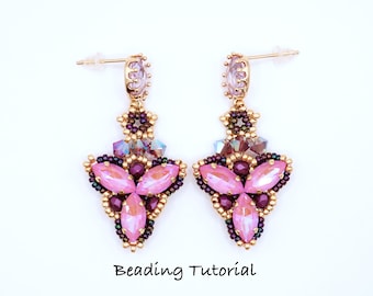 Beading tutorial, Beaded Earrings tutorial, Orchid Earrings