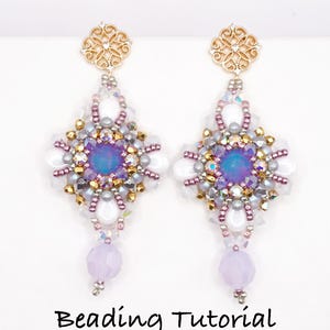 Spring Bloom Earrings Tutorial, Beaded Earrings Tutorial, Beadweaving tutorial, Spring Flower Tutorial, Beaded Flower Tutorial