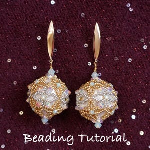 Bauble Earrings Tutorial, Beaded Earrings Tutorial, Beadweaving tutorial, Christmas Earrings Tutorial, Beaded Bauble Tutorial