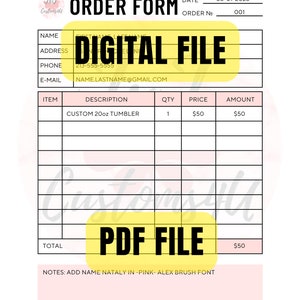 Einfach zu verwendendes Bestellformular, kleine Geschäftsvorlage, Download-Bestellformularvorlage, einfaches Bestellformular, PDF-Bestellformular, PNG-Bestellformular