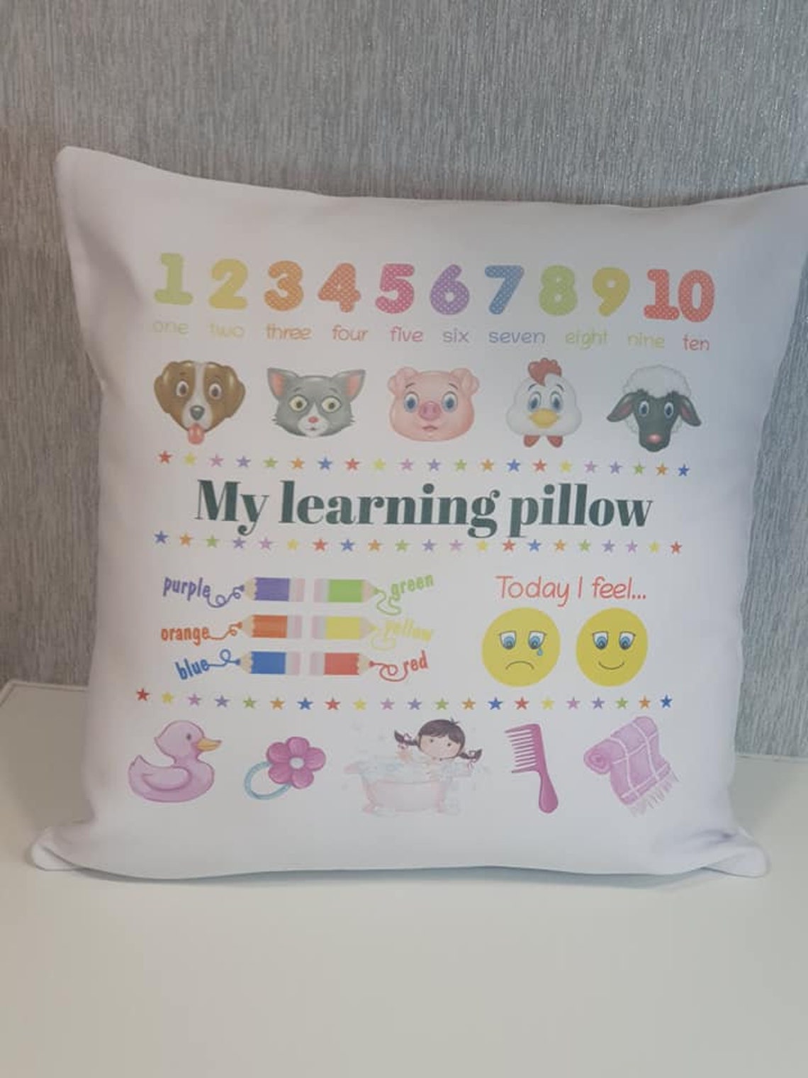 Personalised child's learning pillow Etsy