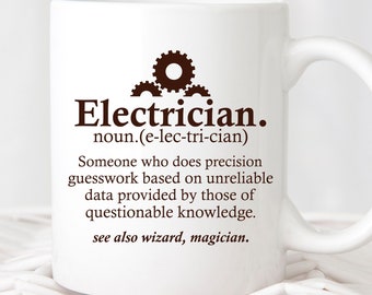Electrician coffee mug. electrician definition. Electrician tradesmen. sparky mug gift. electrical services. sparky apprentice. workmate
