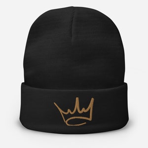 Gold Crown Embroidered Beanie