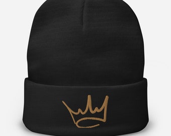 Gold Crown Embroidered Beanie