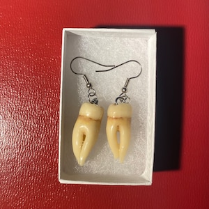 Realistic Teeth Earrings, glow in the dark tooth jewelry, gothic style, dark, cool, weird, goth, polymer clay, dentist, mouth, wisdom teeth