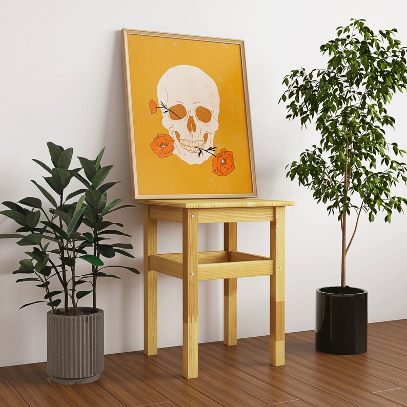 Boho Art Print Skull Art Skull Print Printable Wall Art Modern Art Mid Century Art Gallery Wall Printable DOWNLOAD