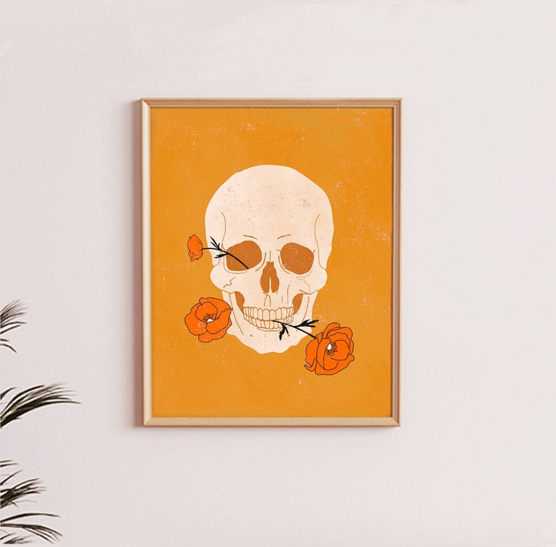 Boho Art Print Skull Art Skull Print Printable Wall Art Modern Art Mid Century Art Gallery Wall Printable DOWNLOAD