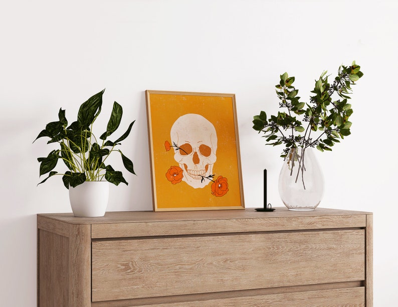 Boho Art Print Skull Art Skull Print Printable Wall Art Modern Art Mid Century Art Gallery Wall Printable DOWNLOAD