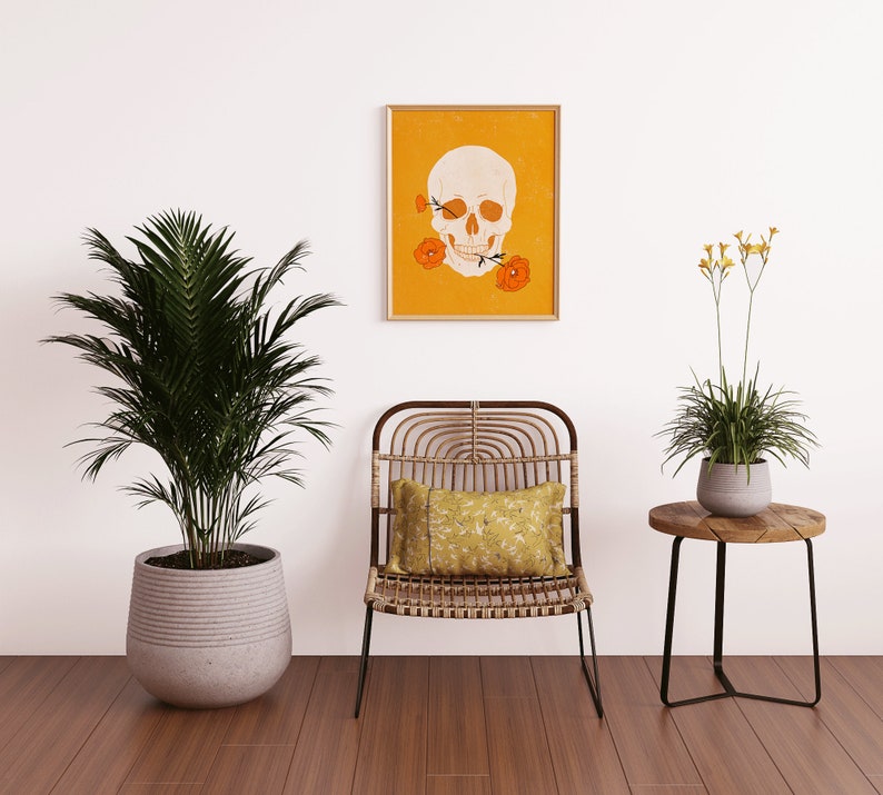 Boho Art Print Skull Art Skull Print Printable Wall Art Modern Art Mid Century Art Gallery Wall Printable DOWNLOAD