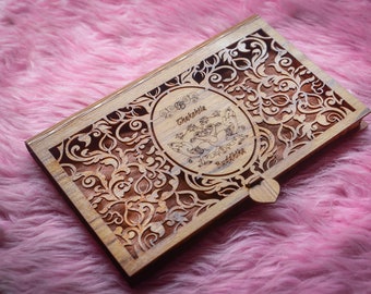 Laser Cut invitation card box for 3mm wood DXF AI CDR vector 150mm X 240 mm