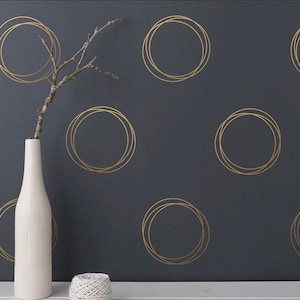 Geometric Ring Circle Wall Sticker Kids Room Bedroom Abstract Unique Gold Circle Wall Decal Playroom Living Room Vinyl Decor