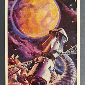 Sur le satellite de Mars Phobos Spaceship Space des années 1975, carte postale soviétique vintage inutilisée URSS