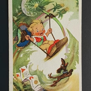 Adventures of Dunno and His Friends Fairy Tale N. Nosov 1957s Unused Vintage Postcard USSR