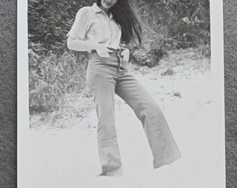 Vintage photo Pretty Girl posing Long Hair