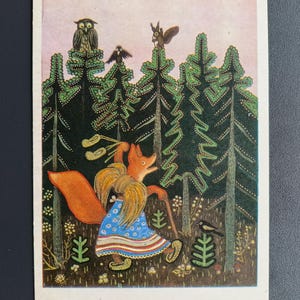 Renard arc-en-ciel Arc artiste Vasnetsov des années 1970 inutilisé vintage carte postale URSS