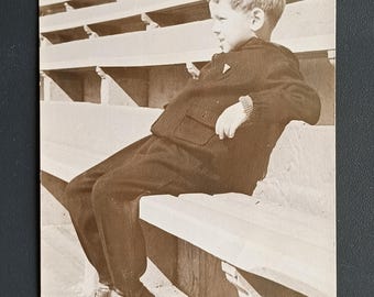 Boy on Bench Vintage photo Children Kids