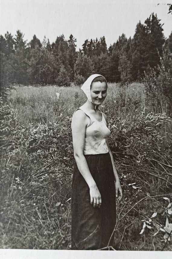 Vintage Photo Beautiful Girl in Tank Top No Bra Woman in Etsy