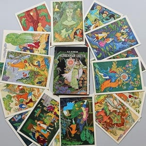 Flor de Pedra P. Bazhov Contos de Fadas Russos Conjunto Completo 16 Peças 1968 URSS