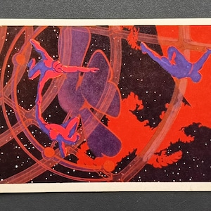 Astronautas Sol Espaço Futurismo Cartão Postal Soviético Vintage Não Utilizado URSS 1965