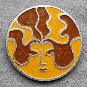 Girl Face Abstract Art Badge Pin Icon USSR