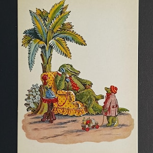 1963s Fairy Tale Telephone K. Chukovsky Unused Vintage Postcard USSR Crocodile Animals
